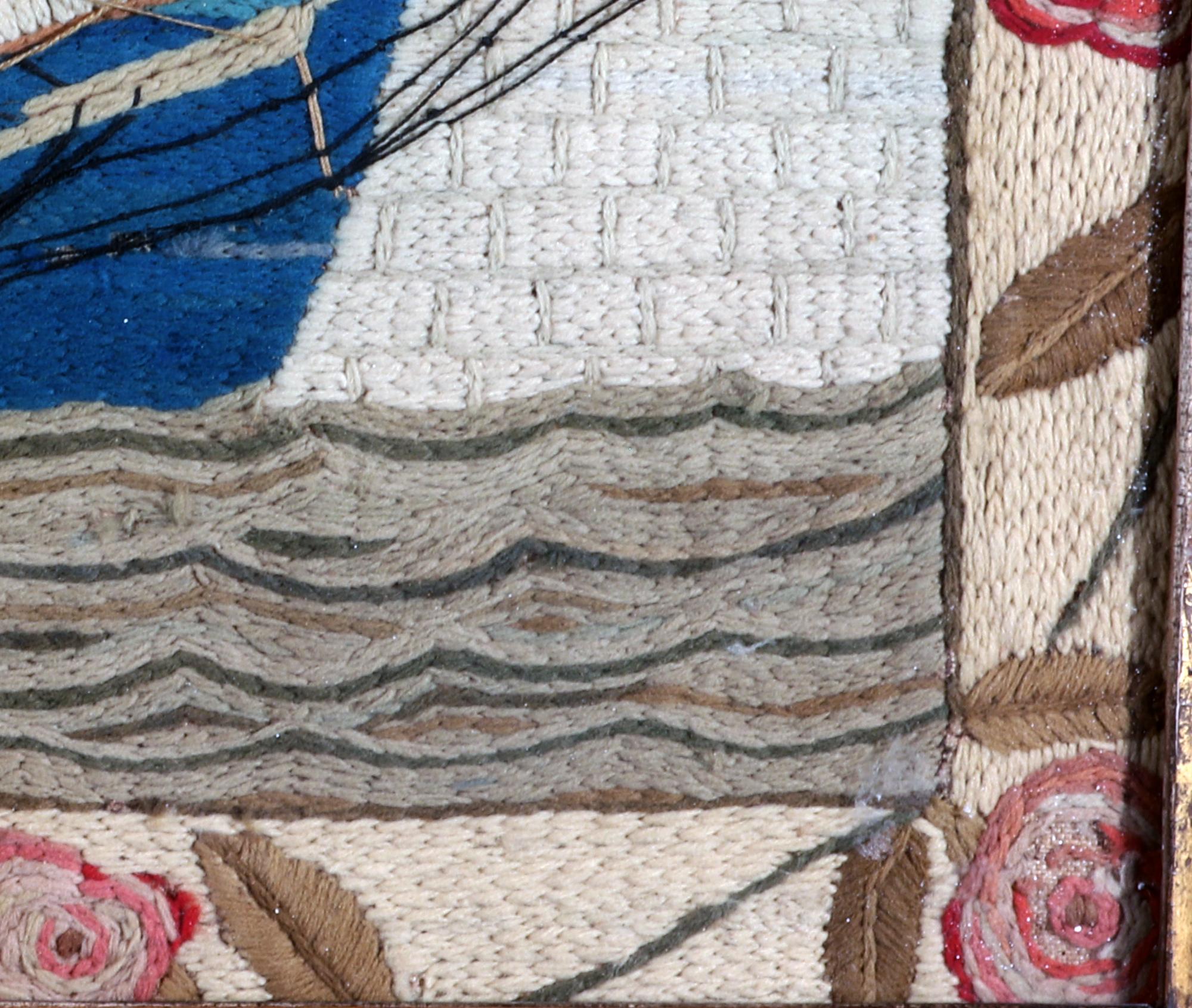 British Sailor's Woolwork with Unusual Border and a Fine Chain Stitch For Sale 1