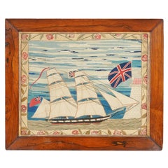 British Sailor's Woolwork with Unusual Border and a Fine Chain Stitch
