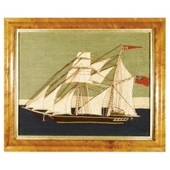 Antique British Sailor's Woolwork Woolie of a Ship Named "Bob"
