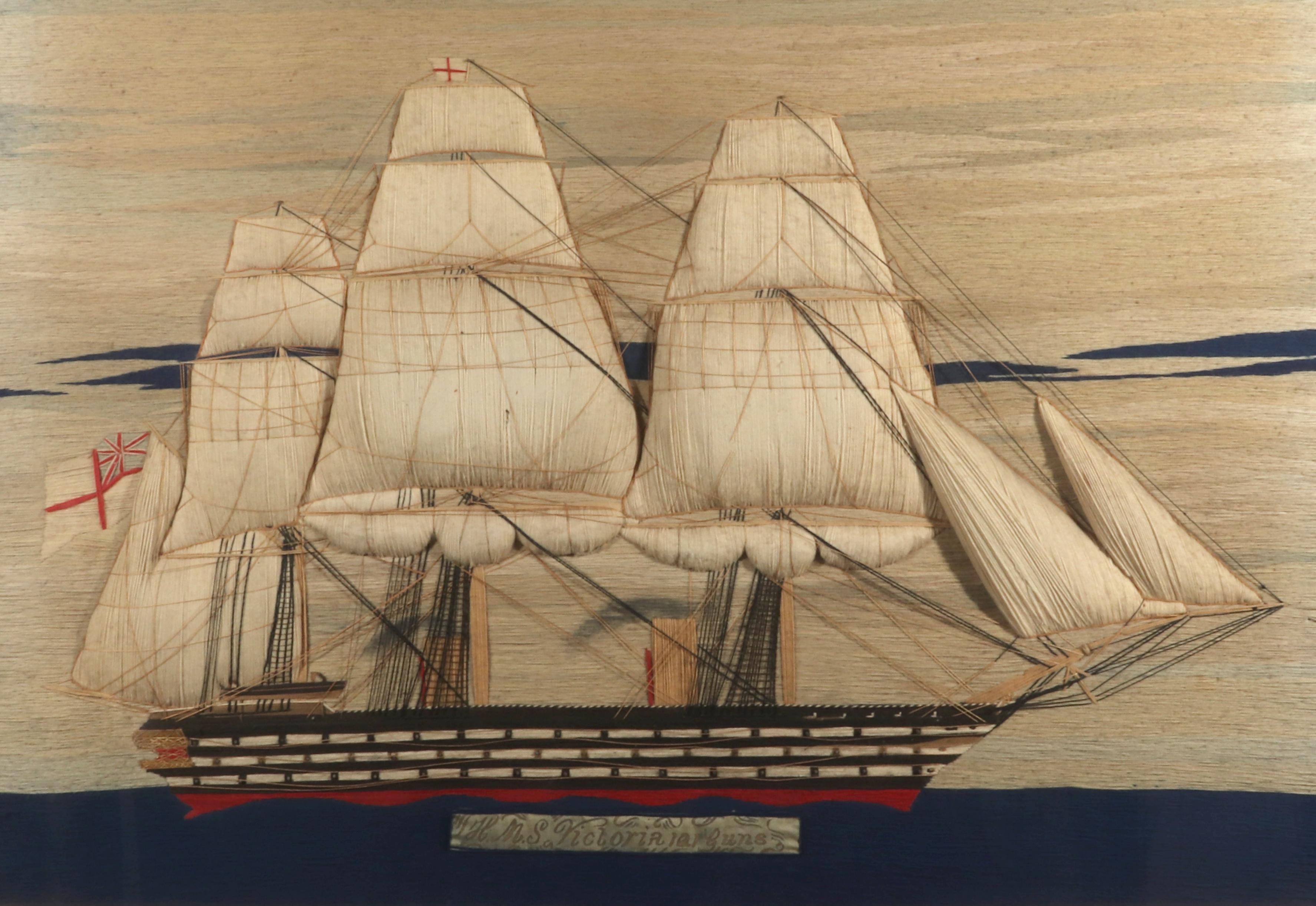 British Sailor's Woolwork Woolie der HMS Victoria (Volkskunst) im Angebot