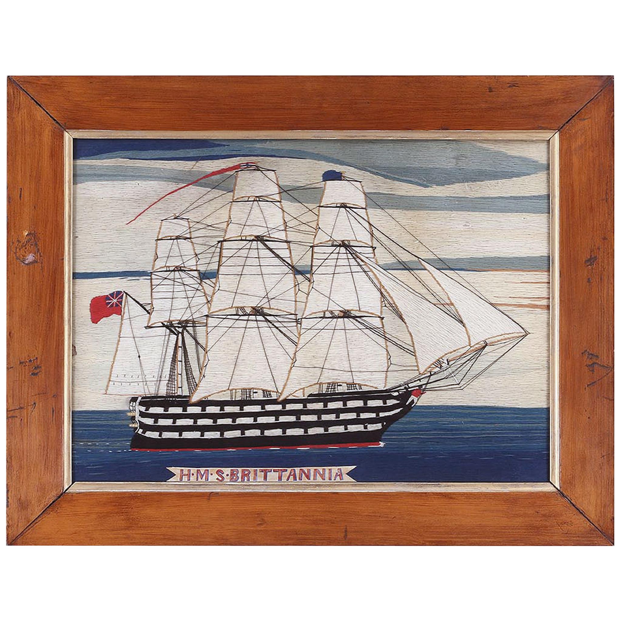 British Sailor's Woolwork Woolie of Ship, circa 1875