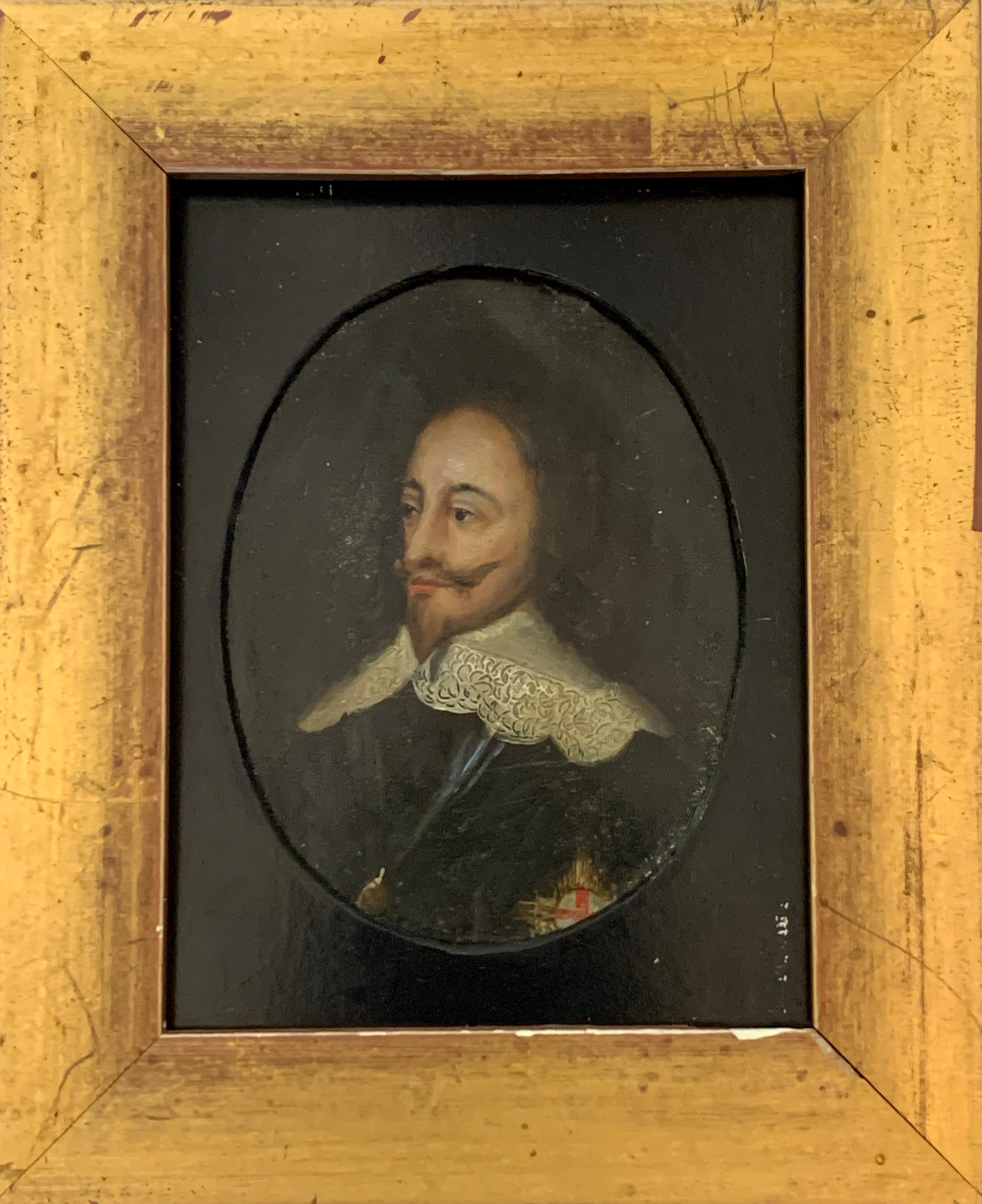 18th century portrait of Charles the First of England painted on copper