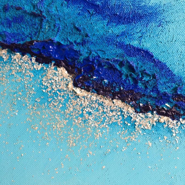Abstract Bright Blue Oil Painting, British Artist  For Sale 2