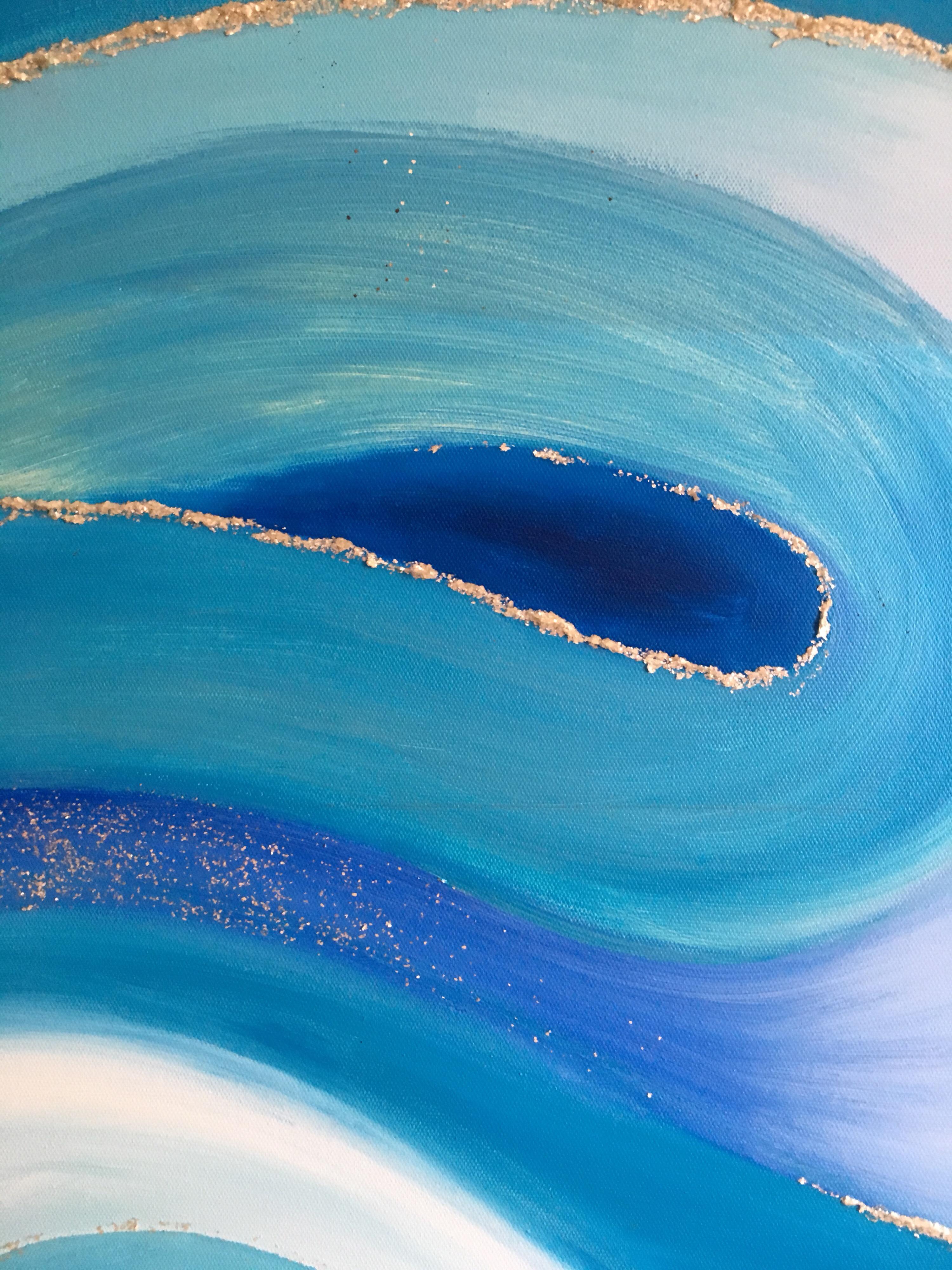 Abstract Sea Blue Oil Painting, British Artist  3