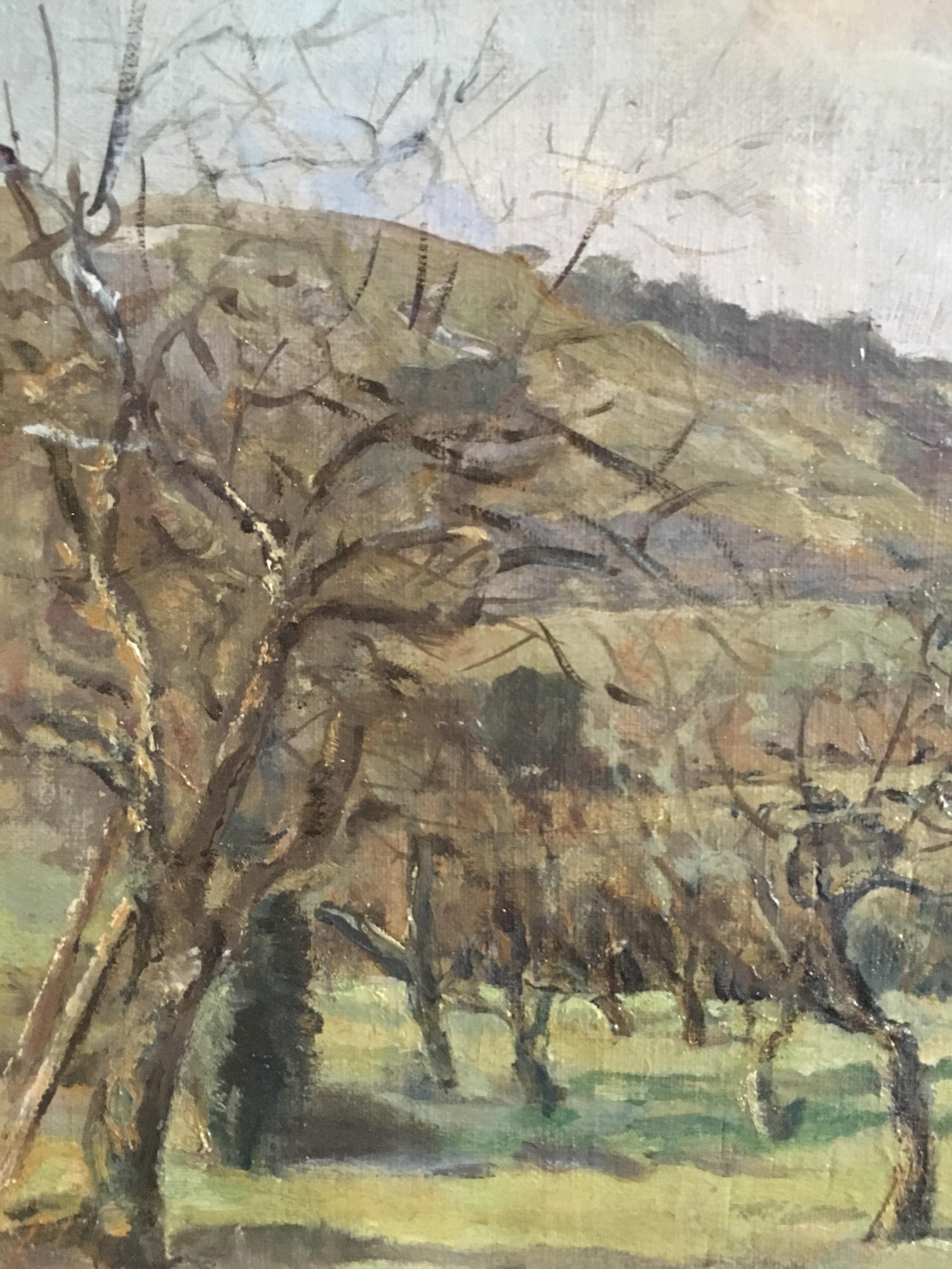 Autumnal Landscape, Rural Farmhouse, Impressionist Oil Painting  1