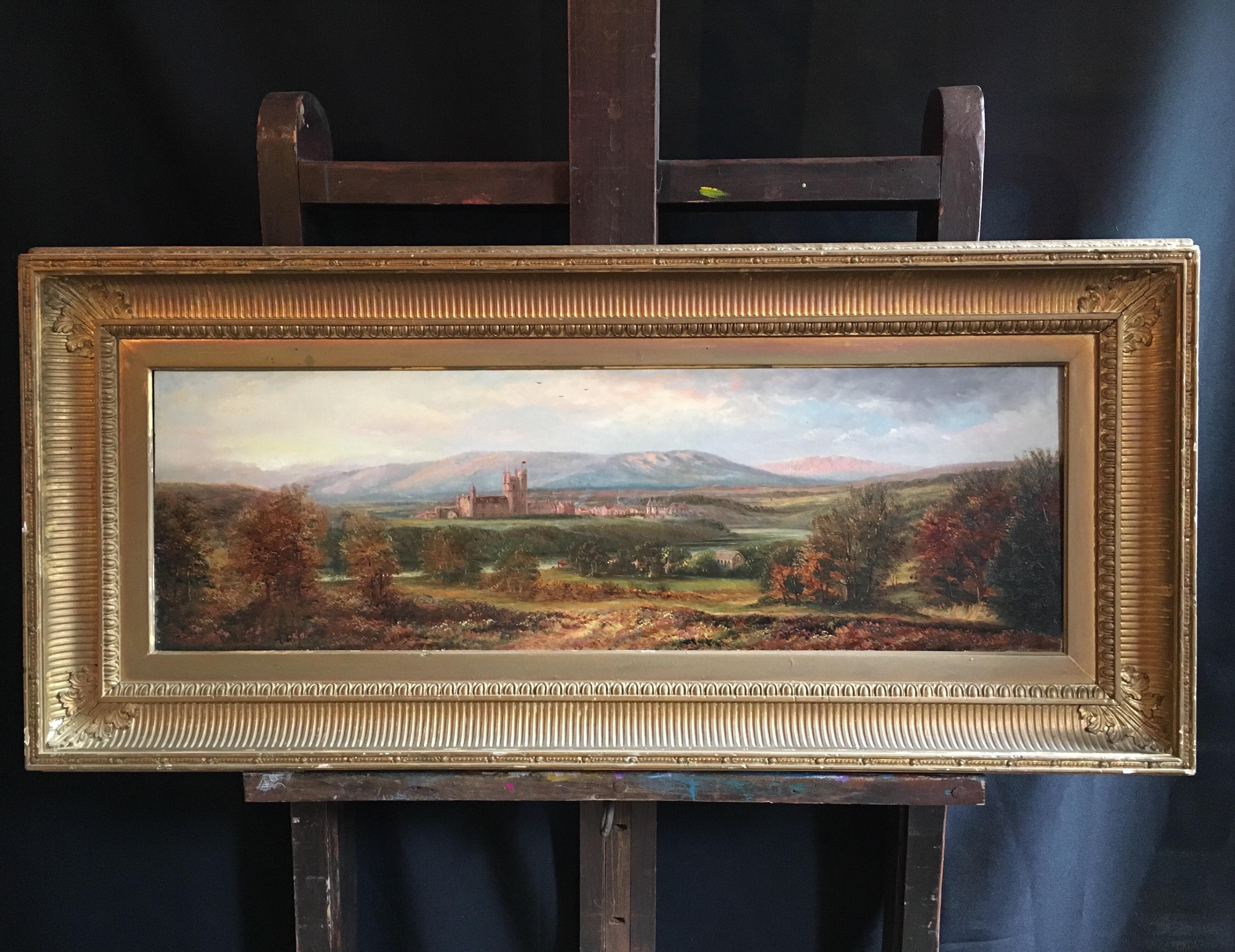 Balmoral Castle, HRH Queen Elizabeth Scottish Residence, Original Frame, Signed - Painting by Unknown