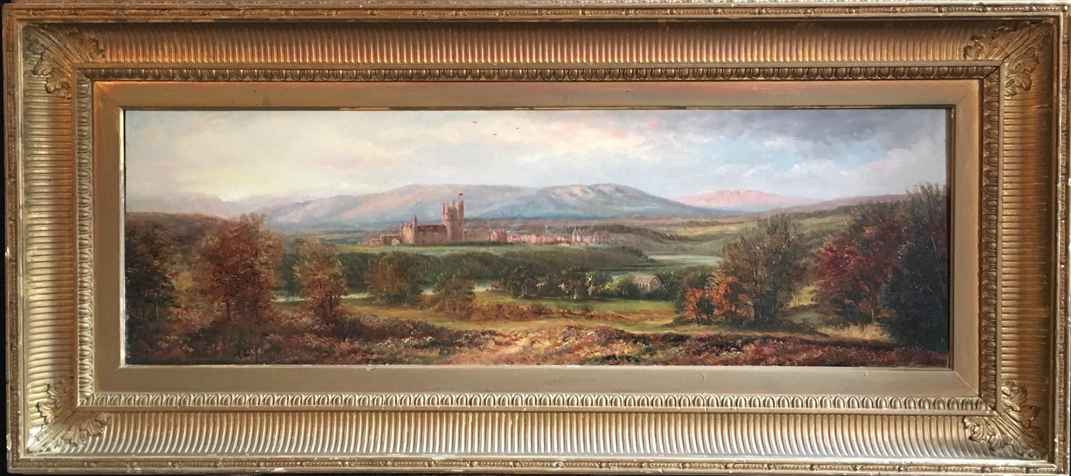 Unknown Landscape Painting - Balmoral Castle, HRH Queen Elizabeth Scottish Residence, Original Frame, Signed