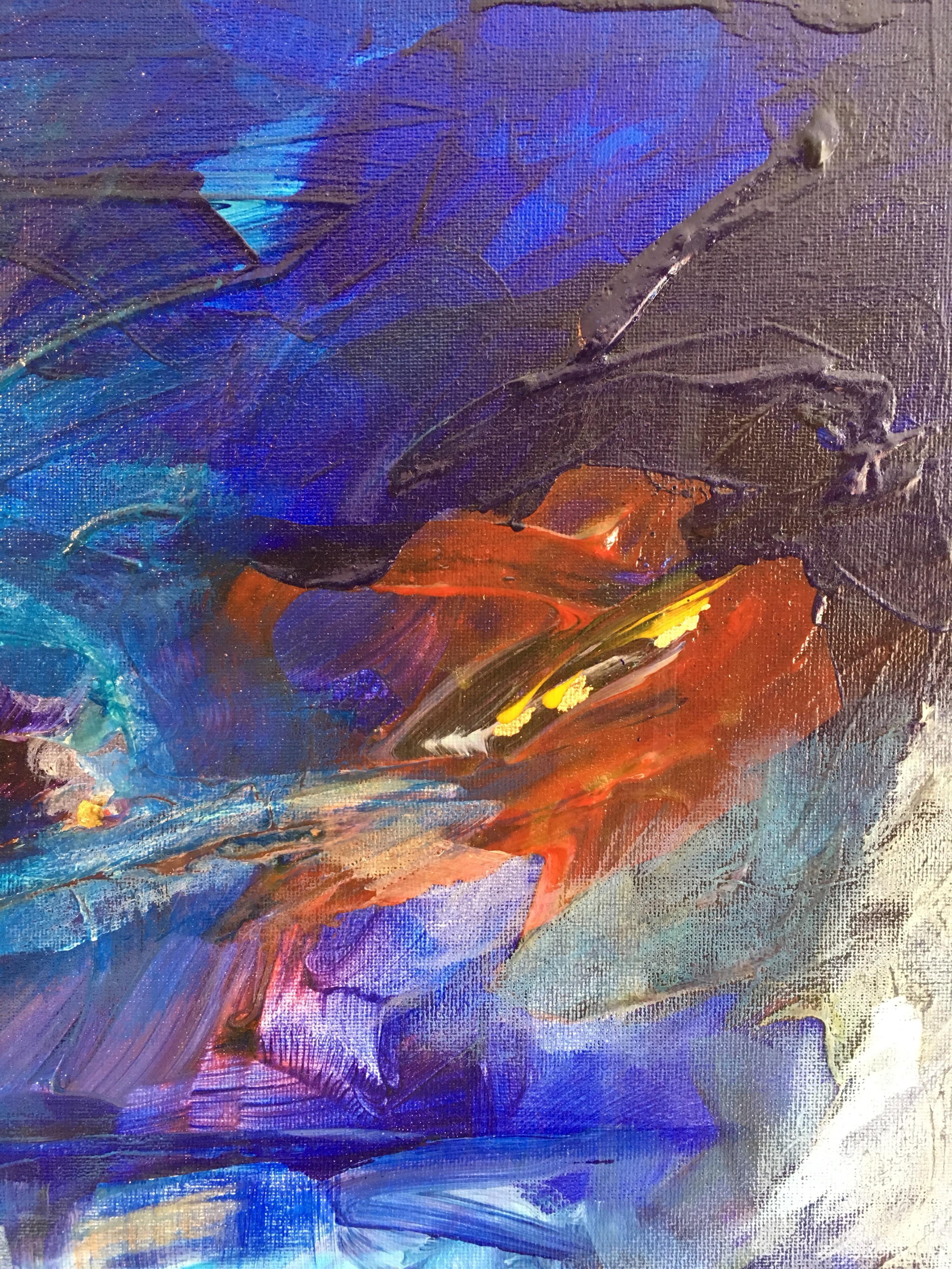 Blaue Welt, Abstraktes Ölgemälde, Signiert
Von Künstler der britischen Schule, 21. Jahrhundert
Undeutlich signiert in der hinteren oberen Ecke
Ölgemälde auf Leinwand, ungerahmt
Größe der Leinwand: 23 x 19,5 Zoll

Unbestreitbar stilvolles, abstraktes