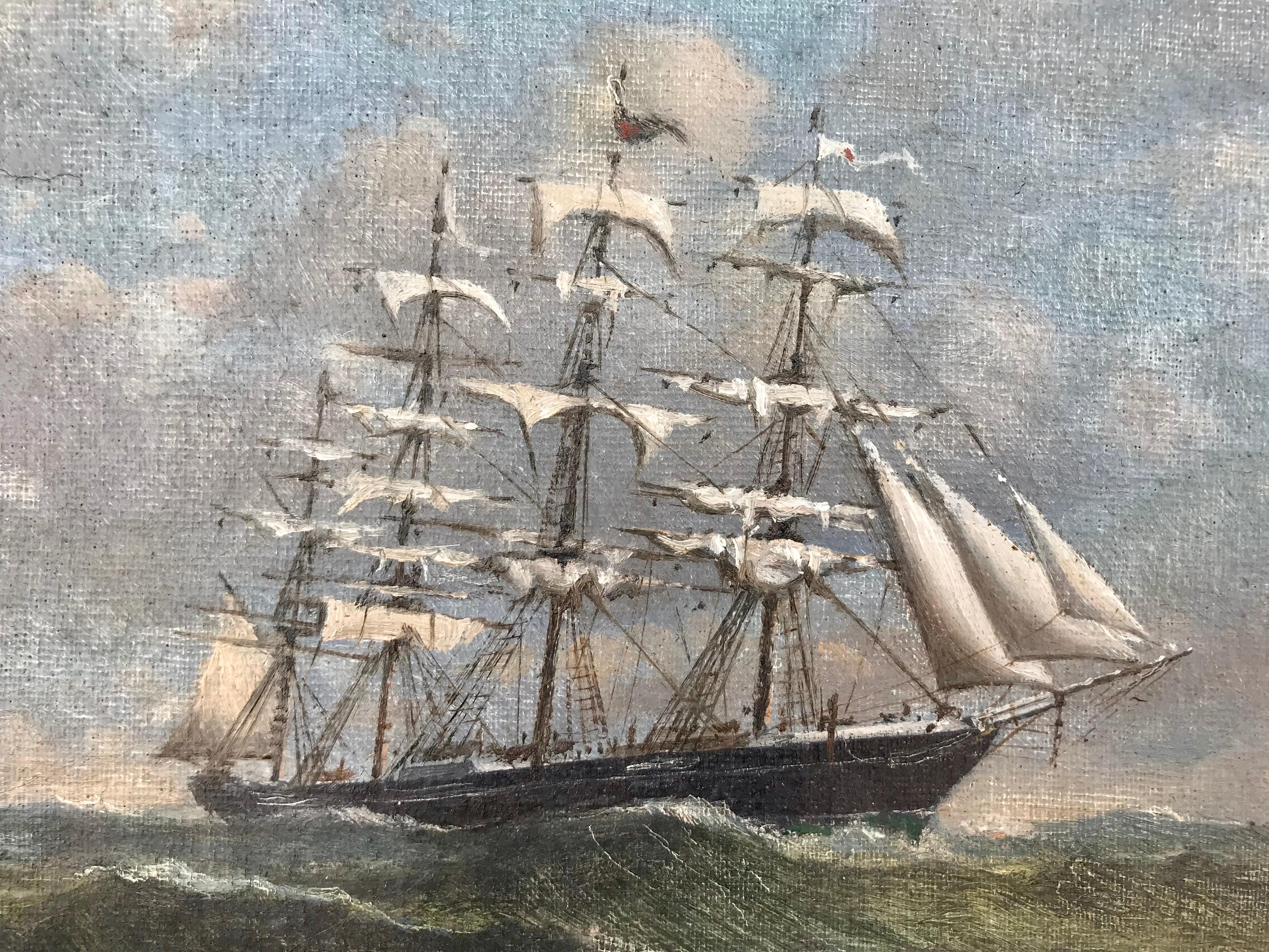“Clipper in High Seas” - Academic Painting by Unknown