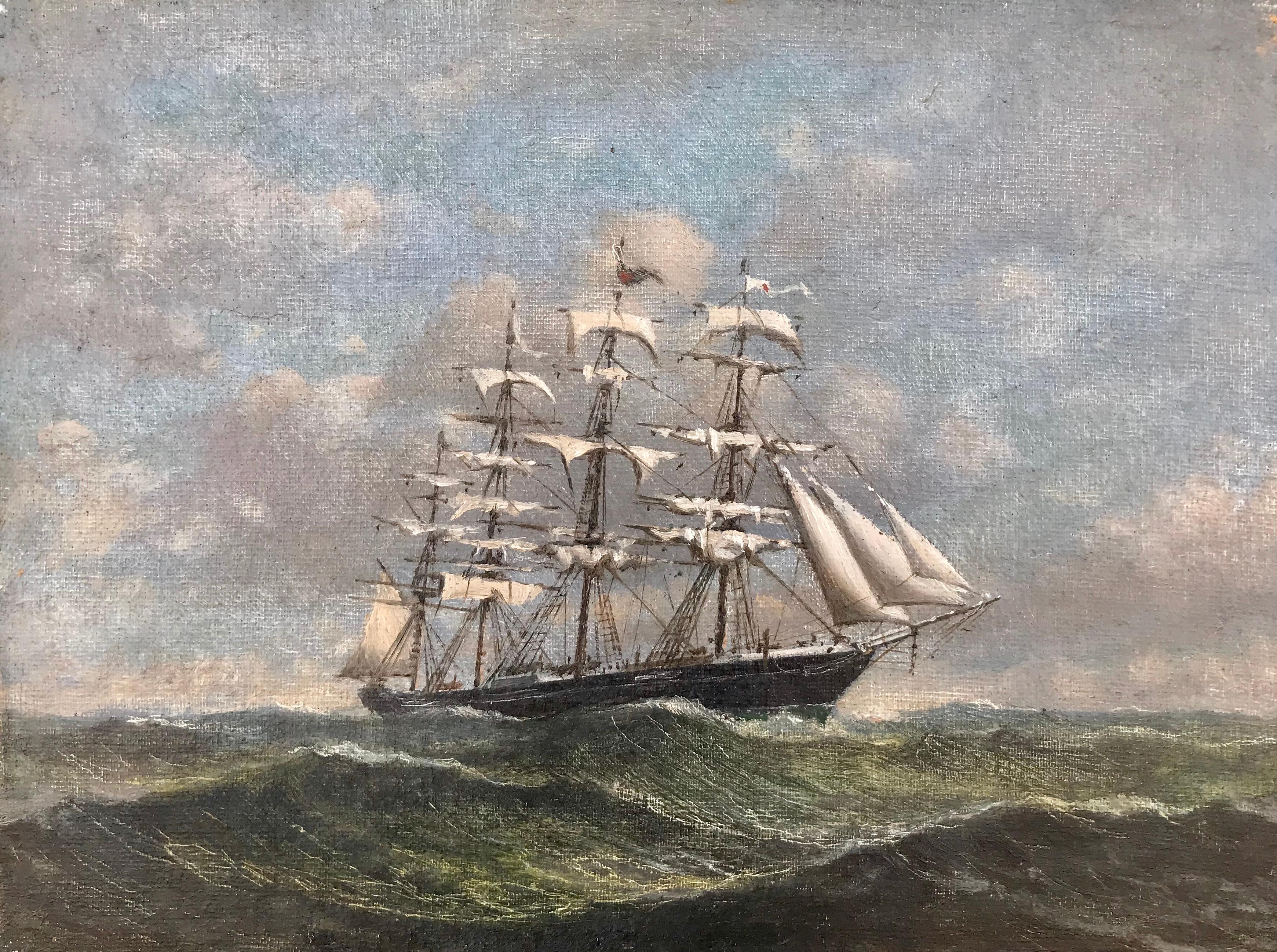 Unknown Landscape Painting - “Clipper in High Seas”