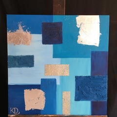 Cubist Sea Blue Oil Painting, British Artist