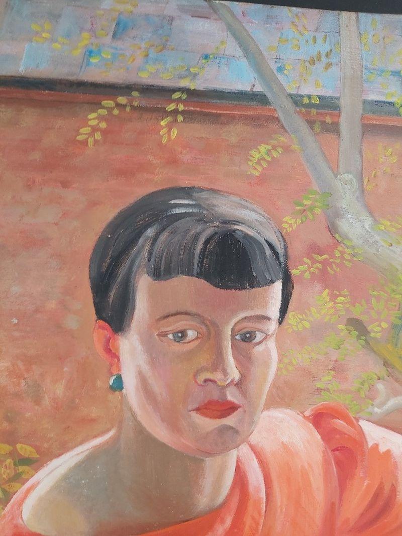 mid century portrait painting