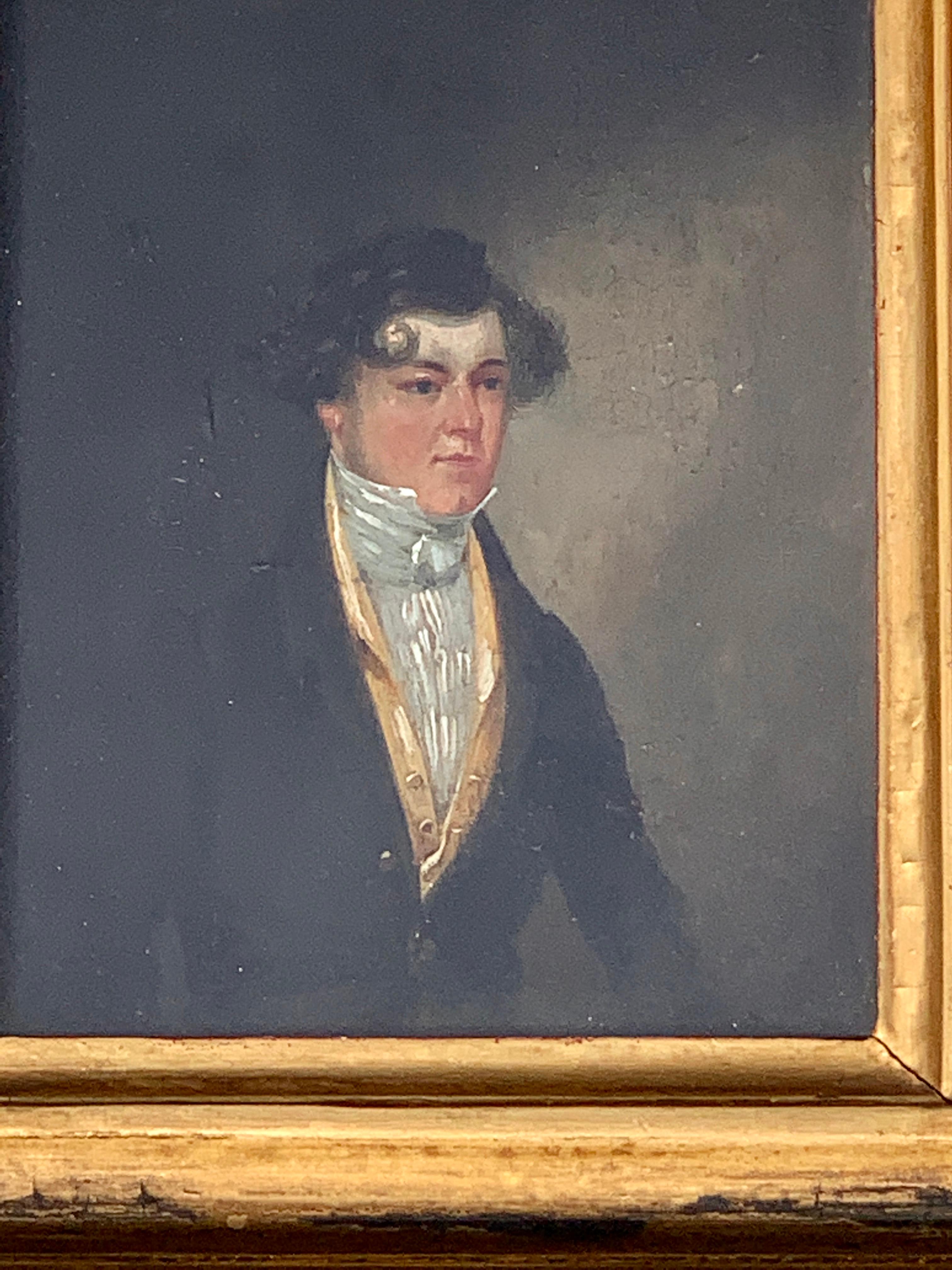 Early Victorian English / British 19th century Portrait of a young man - Painting by Unknown