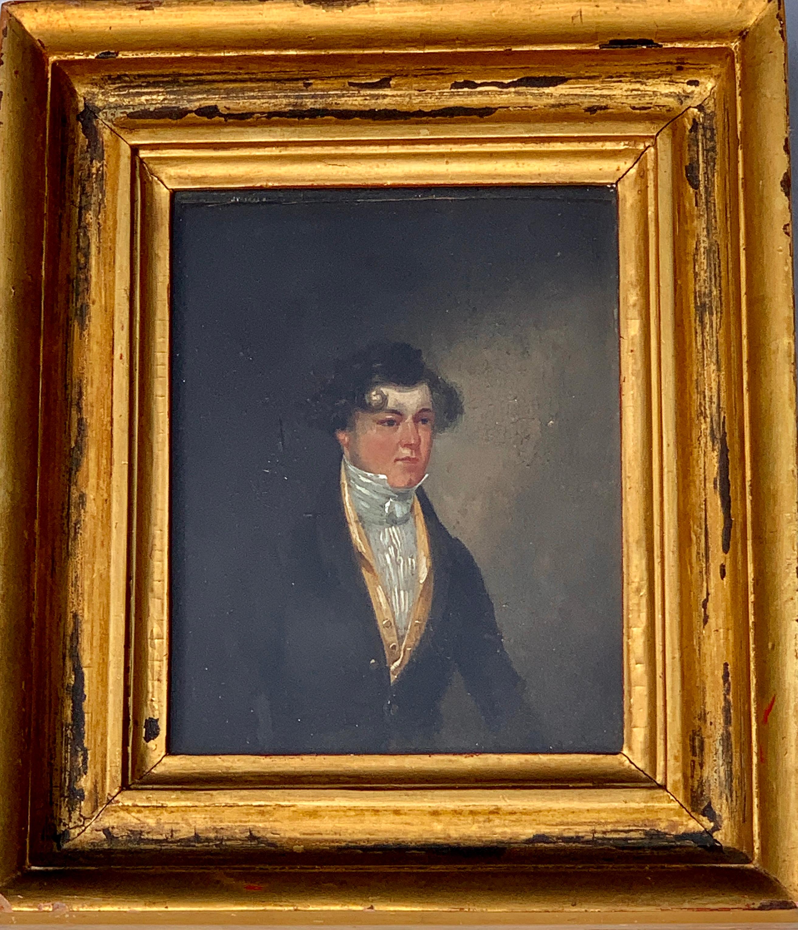 Unknown Figurative Painting - Early Victorian English / British 19th century Portrait of a young man