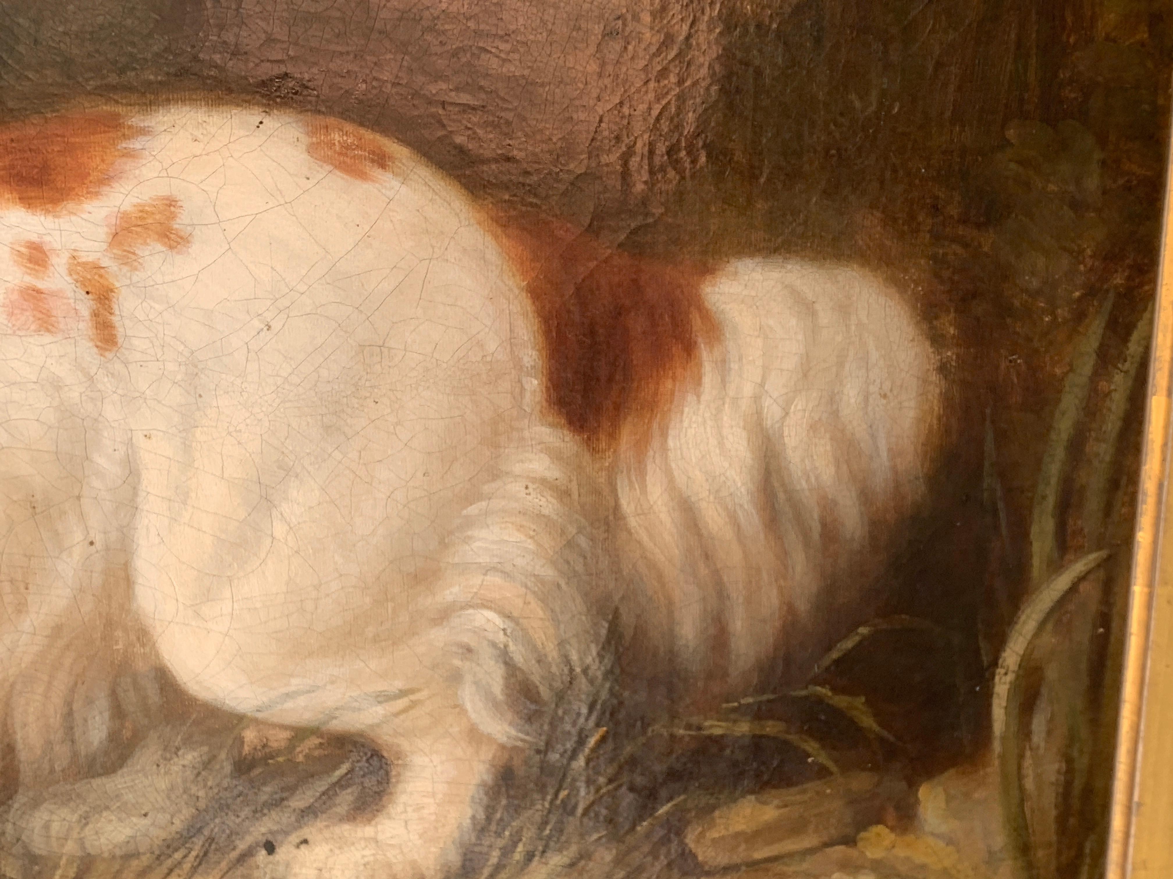 Early Victorian English Folk art portrait of a Spaniel dog or puppy - Folk Art Painting by Unknown
