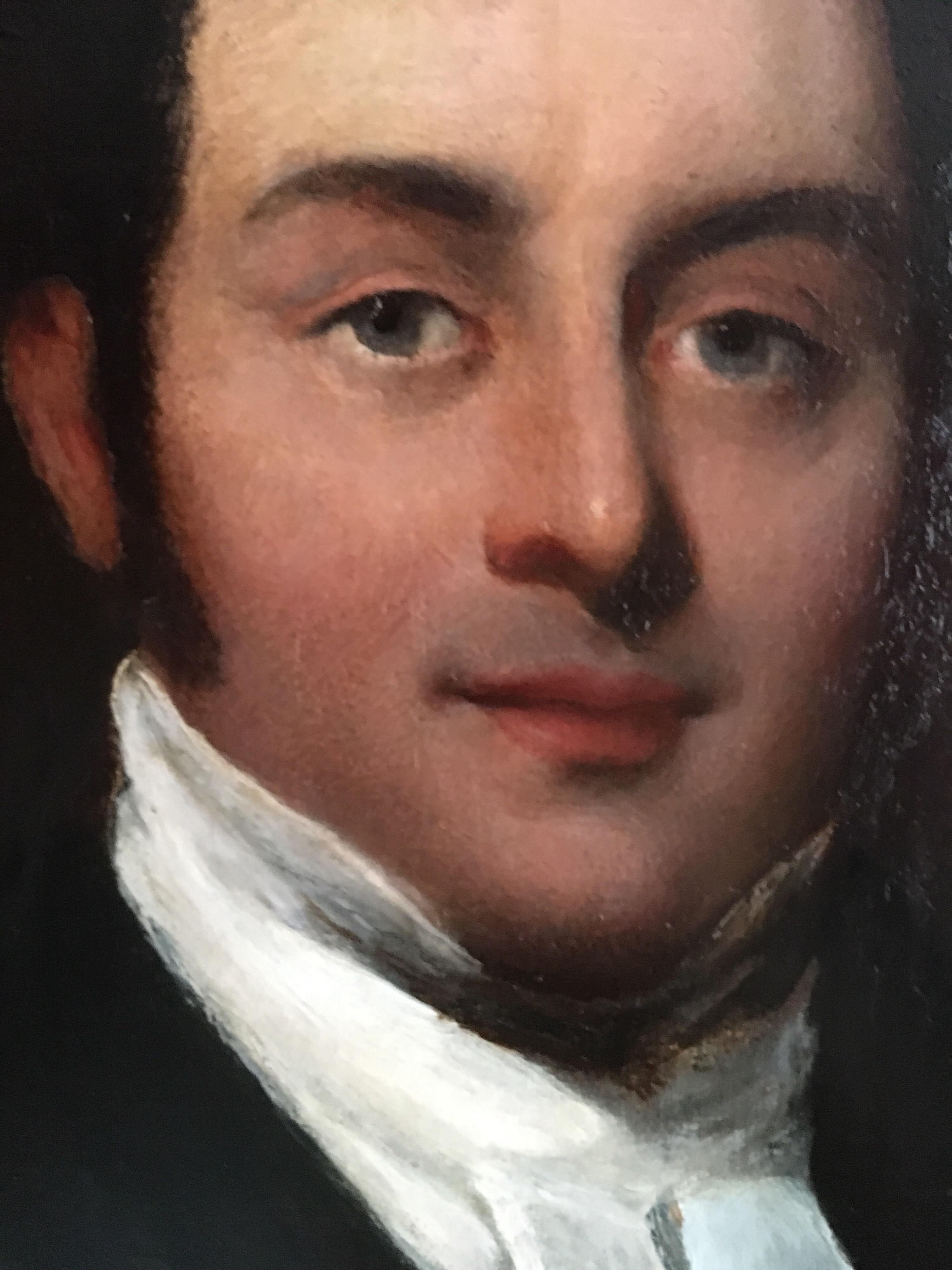 Fine Victorian Portrait of a Gentleman, Neutral Colour - Black Portrait Painting by Unknown