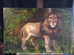 King of the Jungle, Large Impressionist Oil Painting of a Lion