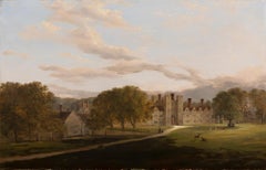 Knole House, English School 19e siècle Paysage de maison de campagne Huile 