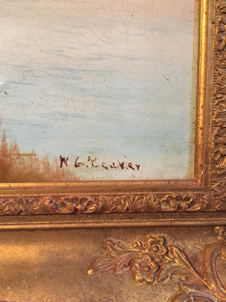 British School Leeds Castle, Kent, Fine British Antique Oil Painting