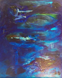Open Blue, Abstract Oil Painting, Signed