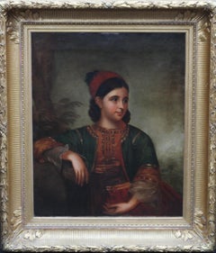 Orientalist Turkish Woman - British School 19thC art portrait oil painting