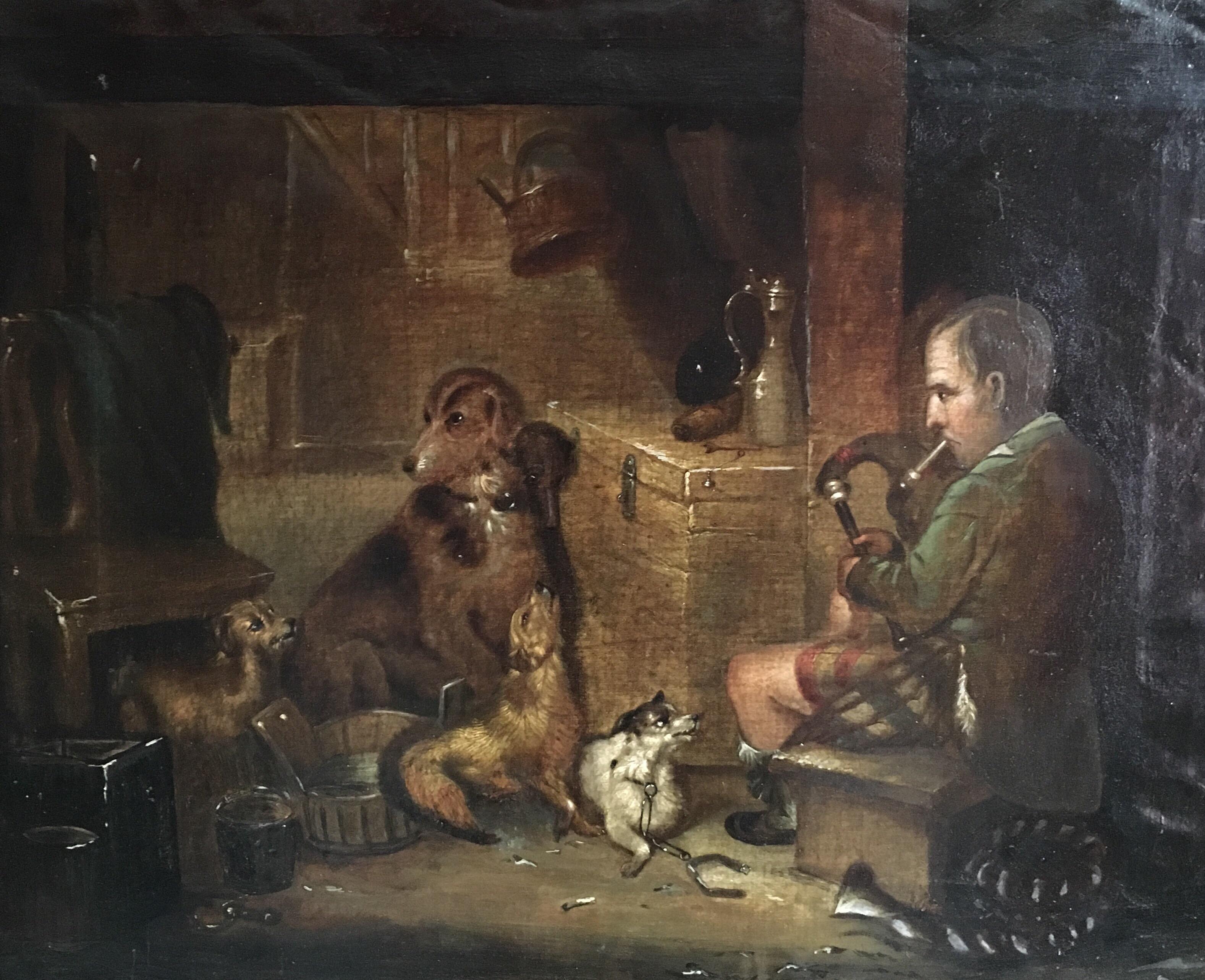 Unknown Figurative Painting - The Game Keepers Cottage, antique British Oil Painting