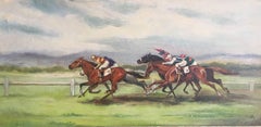The Horse Race, Signed English Oil Painting 
