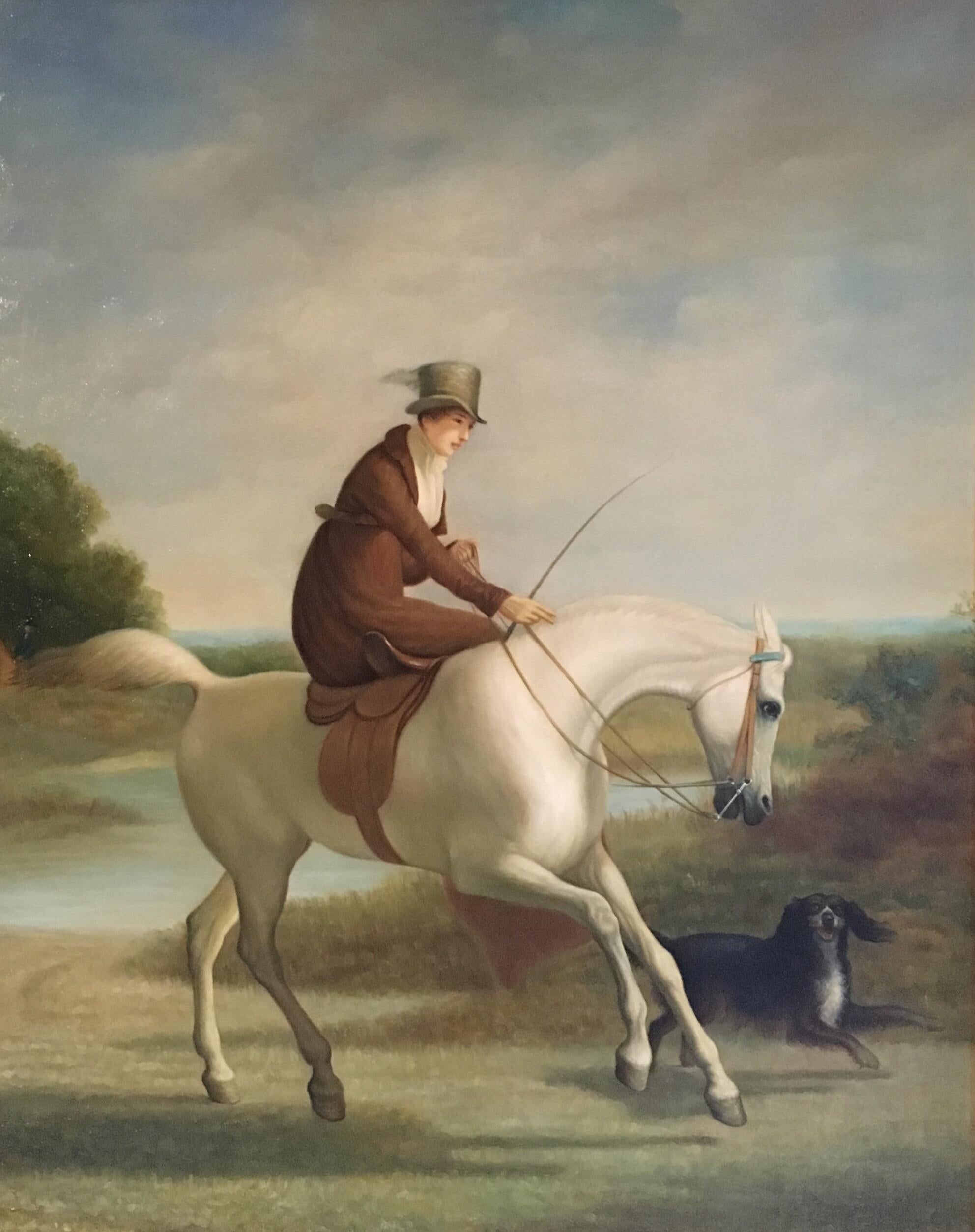 Unknown Portrait Painting - The Rider, Fine Portrait Lady Side Saddle, Oil Painting, Equestrian Themed