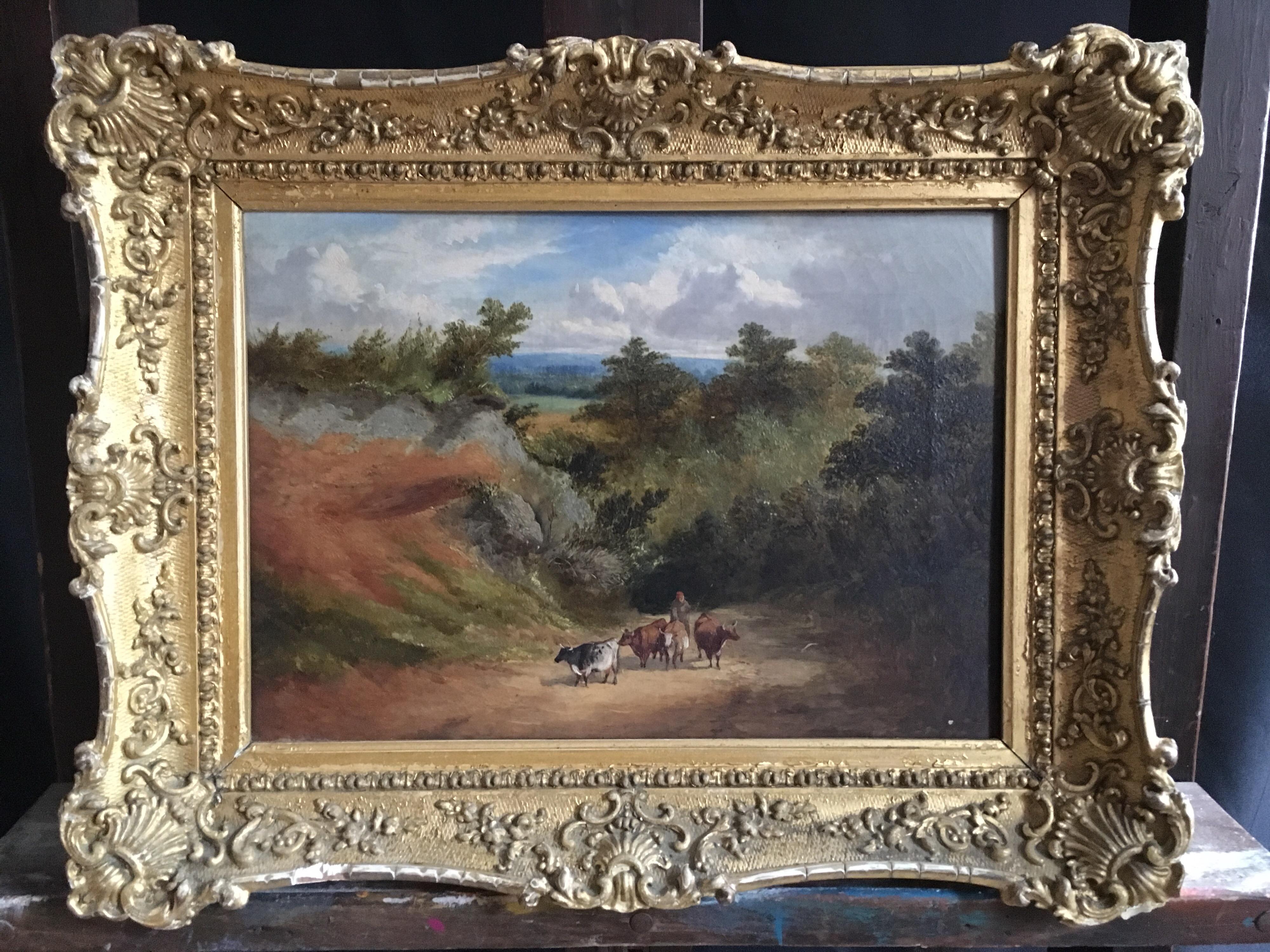 The Travelling Herd, Early Victorian Landscape, Oil Painting