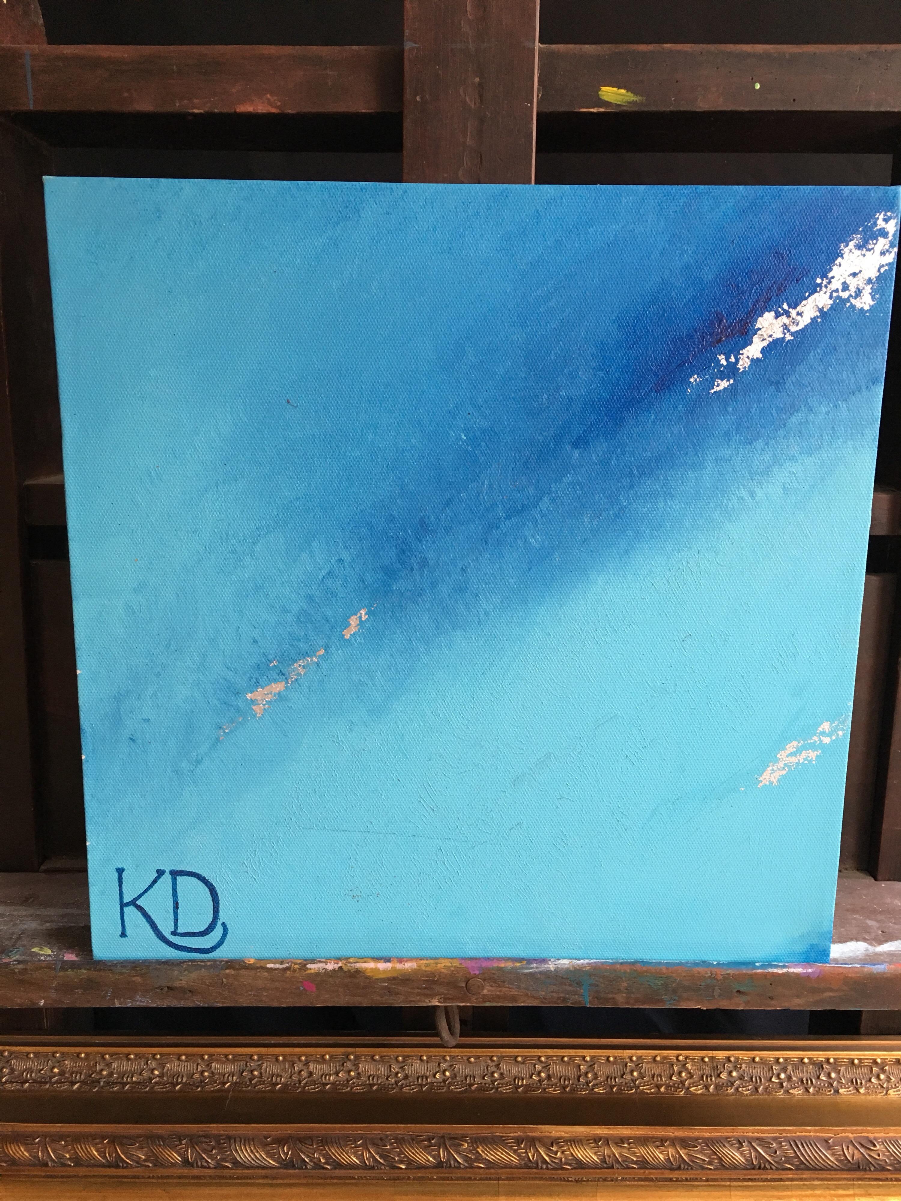 Peintures à l'huile - Triptyque bleu de mer  - Painting de Unknown