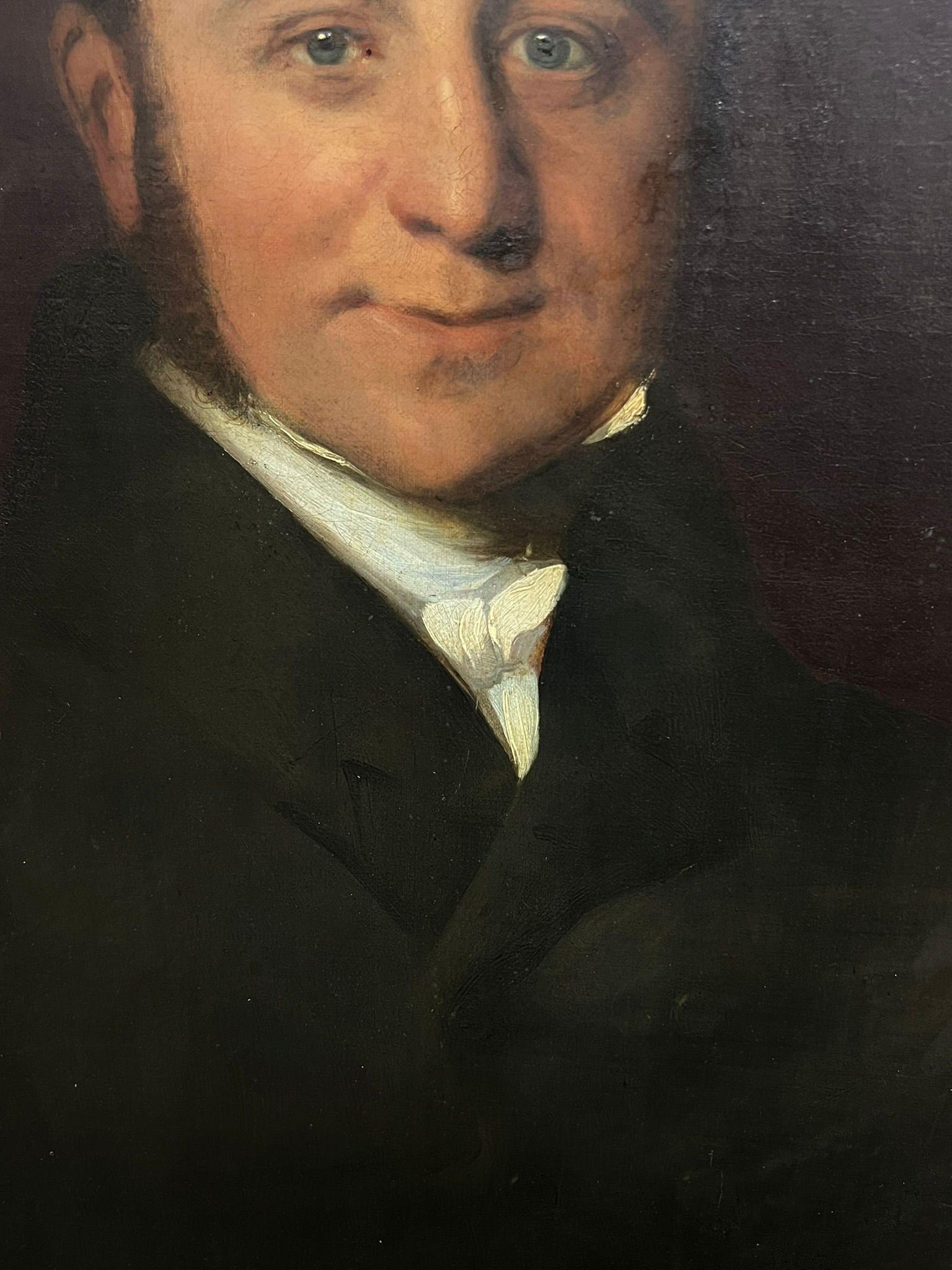 Pittura a olio britannica del 1830 Grande ritratto di un gentiluomo distinto - Painting Scuola inglese di British School