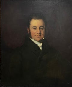 Pittura a olio britannica del 1830 Grande ritratto di un gentiluomo distinto