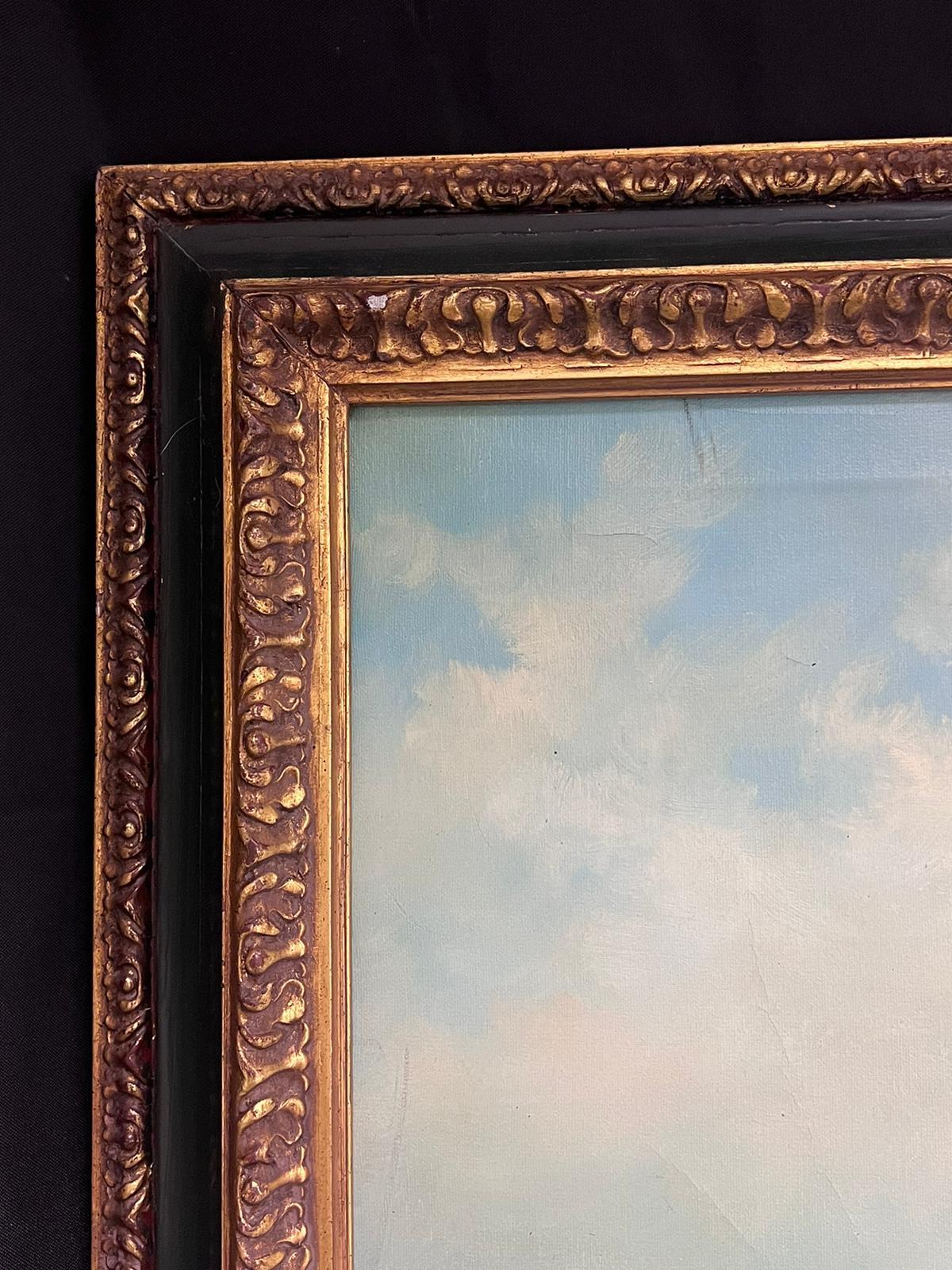Huge British Sporting Art Oil Painting Two Chestnut Horses in Landscape framed 1