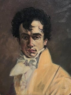 Oval Portrait Vintage British Oil Painting Portrait of Dapper Dashing Gentleman