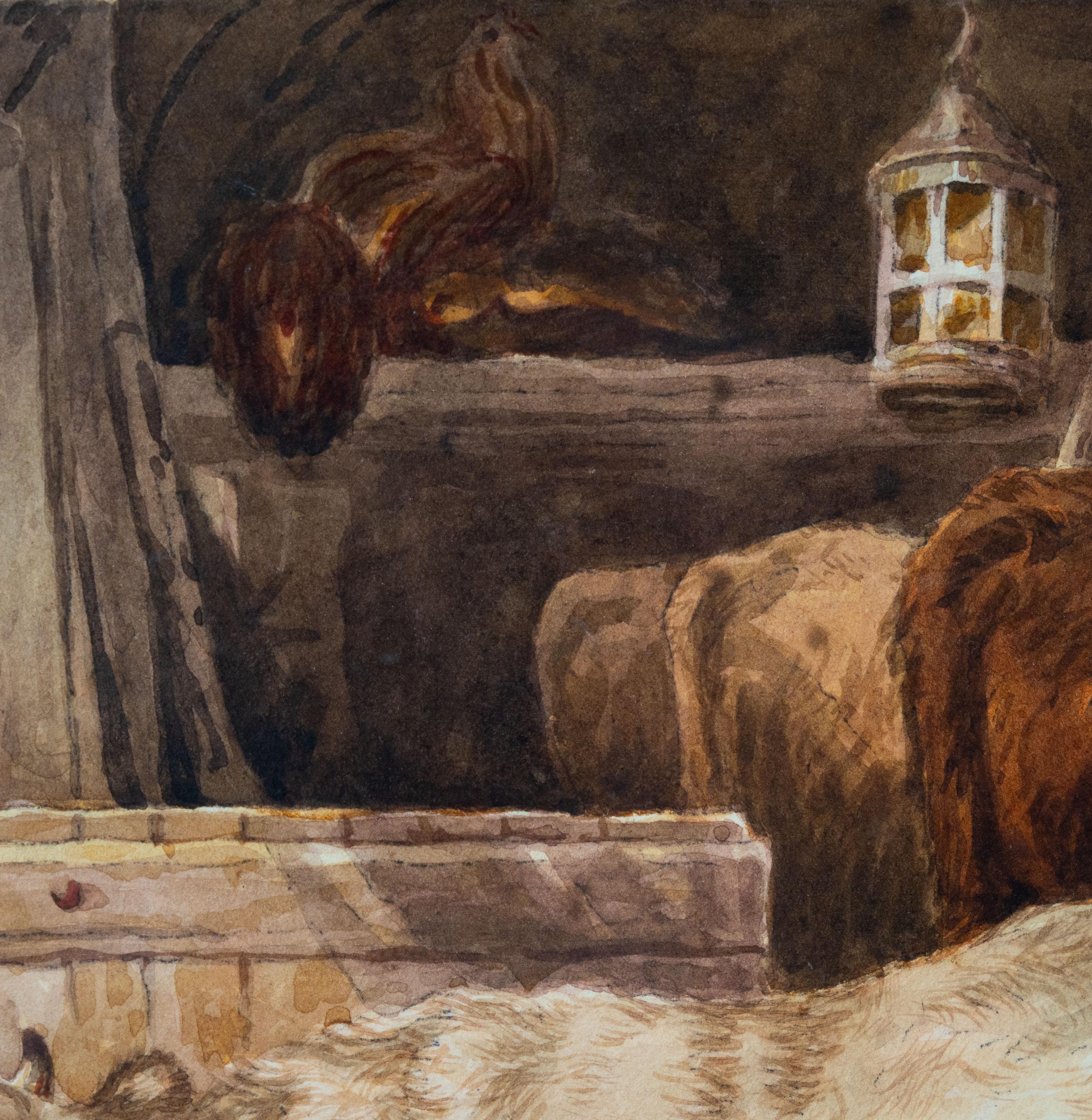 Escena rural, English School Siglo XIX, acuarela, firmada John Fred Tayler en venta 1