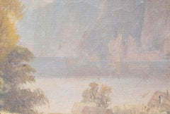 Landscape with lake and cottages, possibly Scotland, British School (19th cent)