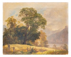 Landscape with a lake and cottages, possibly Scothland