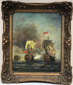 Klassische maritime Schlachtszene Napoleonischer Kriegsschiffe auf See, großes Ölgemälde
