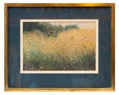 Landscape of barley and poppies, English School 20th century, signed
