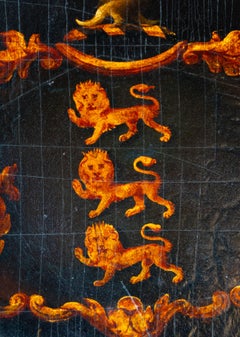 19th Century Victorian Coat of Arms Painting, Framed Oil on Wood