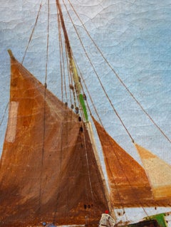 Ships on rough seas possibly at Naples port with the Vesuvius, Early 20th