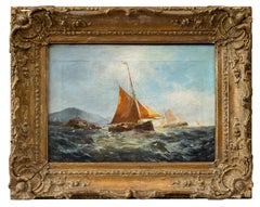 Ships on rough seas possibly at Naples port with the Vesuvius, Early 20th