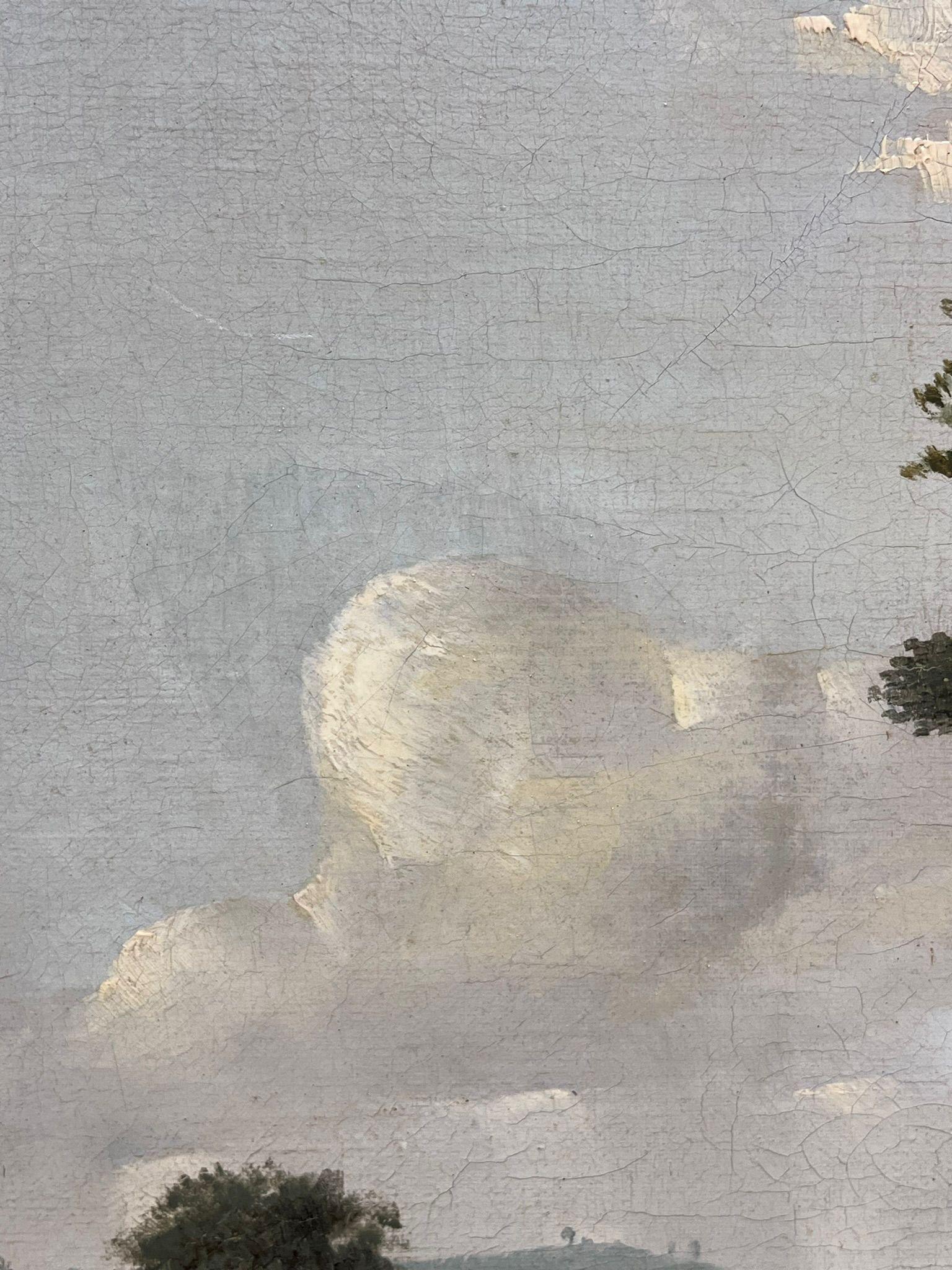 Mucche al pascolo sulla riva del fiume
Sul fiume Trent, vicino a Hoveringham, Nottinghamshire
con iscrizione sul retro dell'etichetta, datata 1853
Olio su tela, incorniciato
Incorniciato: 21,5 x 24,5 pollici
Tela: 18 x 21 pollici
Provenienza: