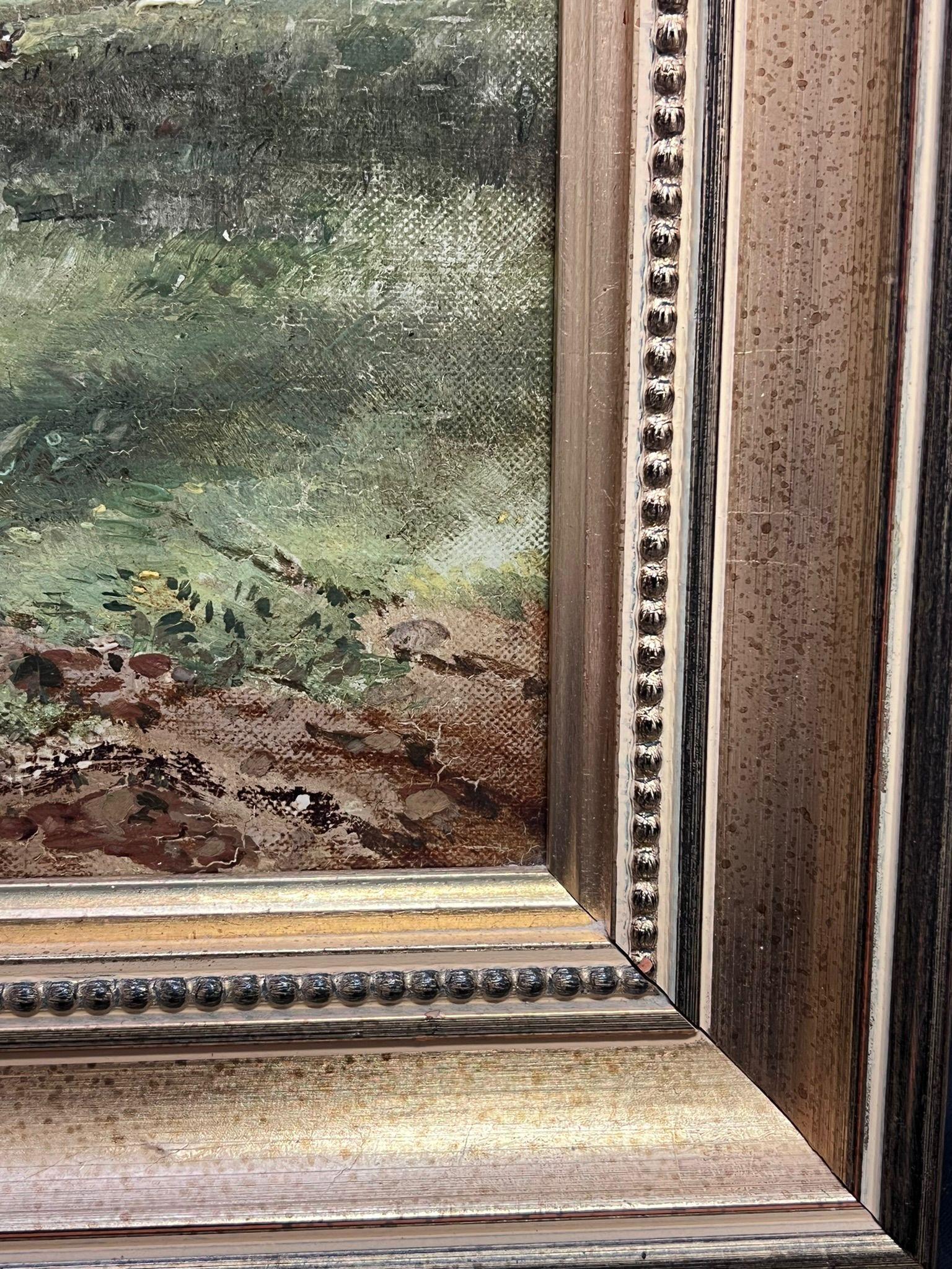 Tranquilla pastorale sulla riva del fiume con mucche al pascolo Pittura antica del XIX secolo Nottinghamshire in vendita 3