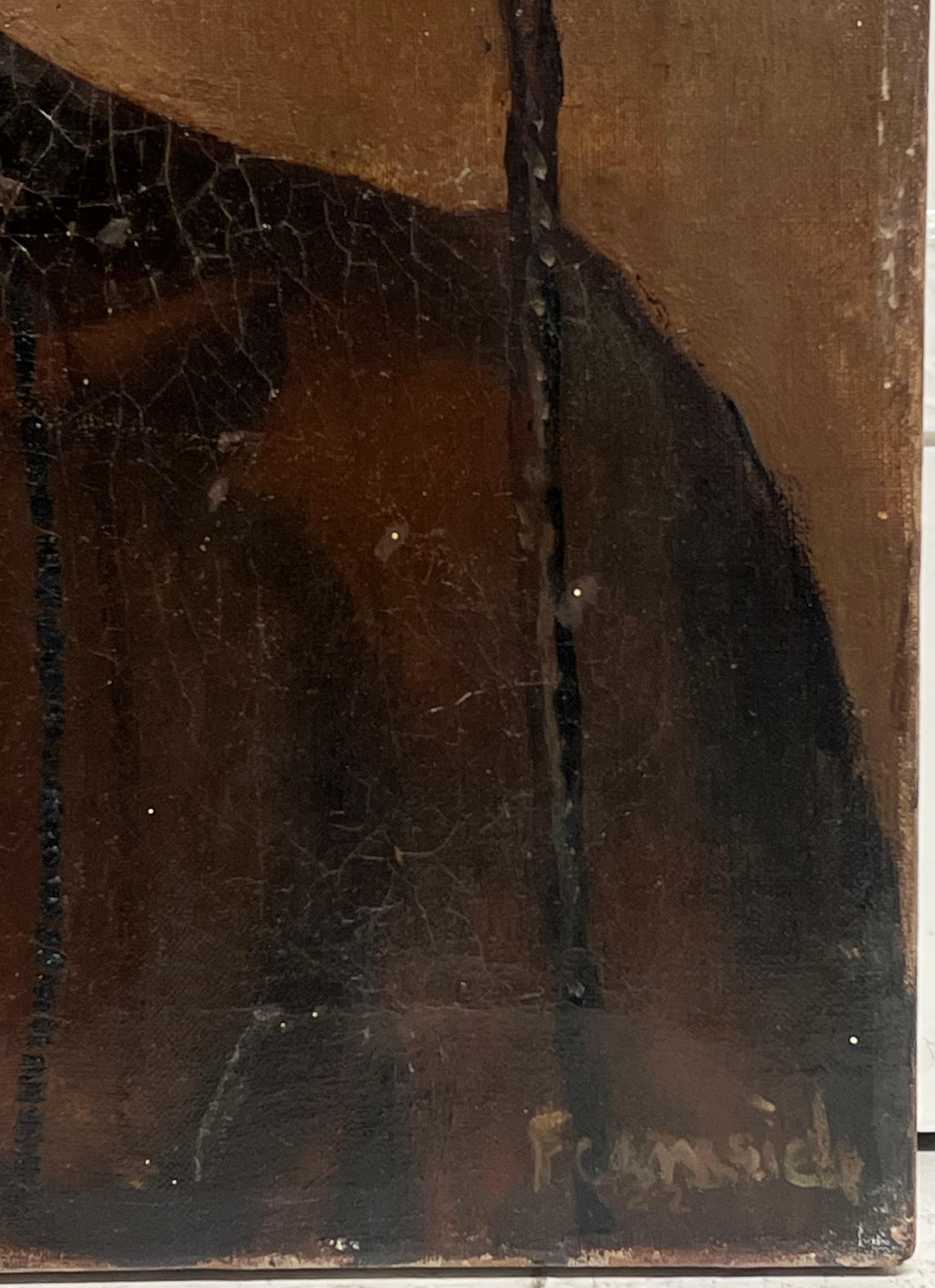 Antique Signed British Ölgemälde Porträt eines Kriegers mit einem Speer im Angebot 2