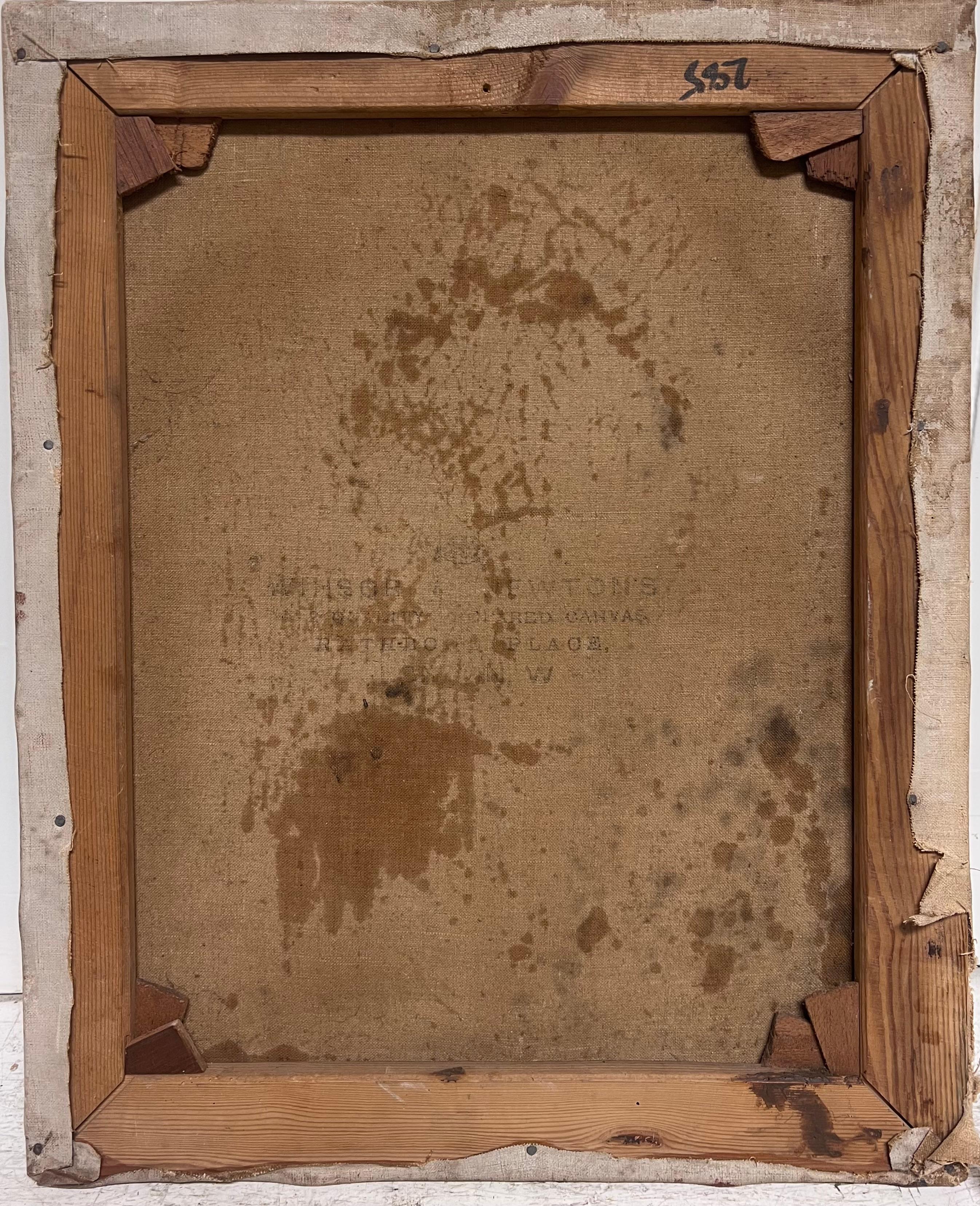 Antique Signed British Ölgemälde Porträt eines Kriegers mit einem Speer im Angebot 3