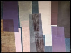 Enormi sfumature viola quadrate Pittura ad olio astratta della metà del XX secolo