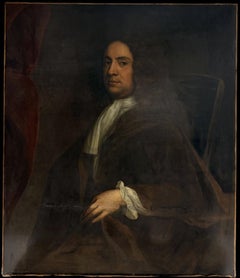 Huge 1700's English Portrait of a Nobleman Oil on Canvas Country House Painting