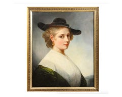 École britannique, vers 1840 Un portrait de dame en vert de qualité exceptionnelle