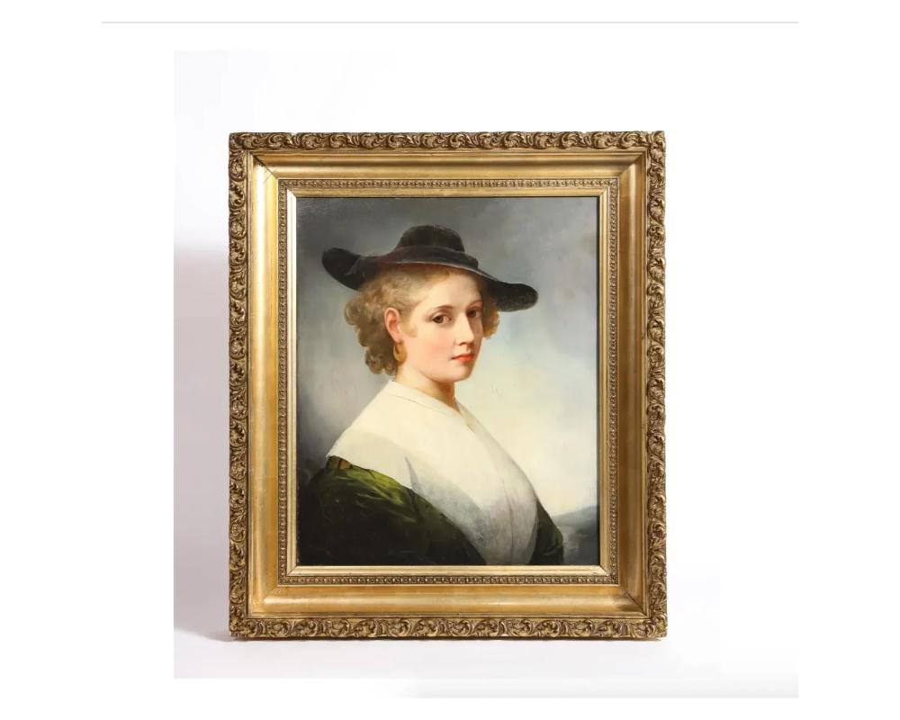 Européen École britannique, vers 1840 Un portrait de dame en vert de qualité exceptionnelle en vente